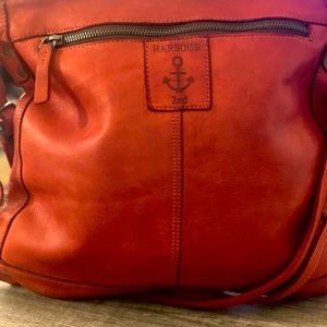Harbour 2nd Leather Crossbody Purse Flat Square Chili RED.
